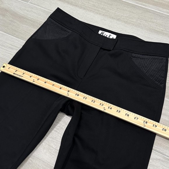 Mieka Mid-Rise Straight Leg Satin Waist Detail Trouser Pants in Black Size 10 - Picture 14 of 16